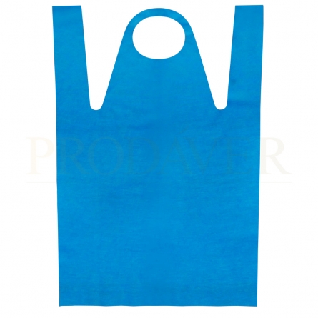 Avental azul, descartável, TNT, para proteção 70gr/m2 127x96cm 12un. Blue, disposable, TNT apron for protection.