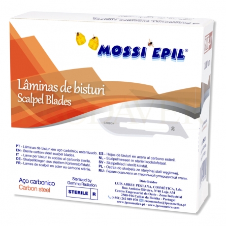 Caixa de lâminas de bisturi nr 20 para funerárias