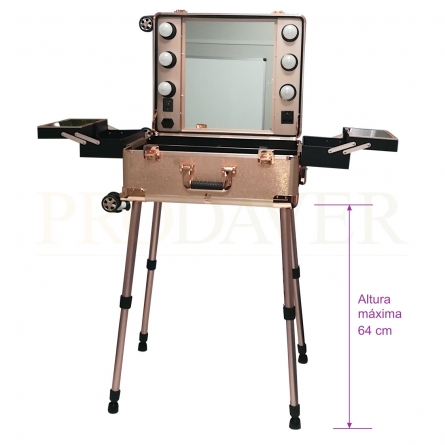 altura da mala de maquilhagem rose gold